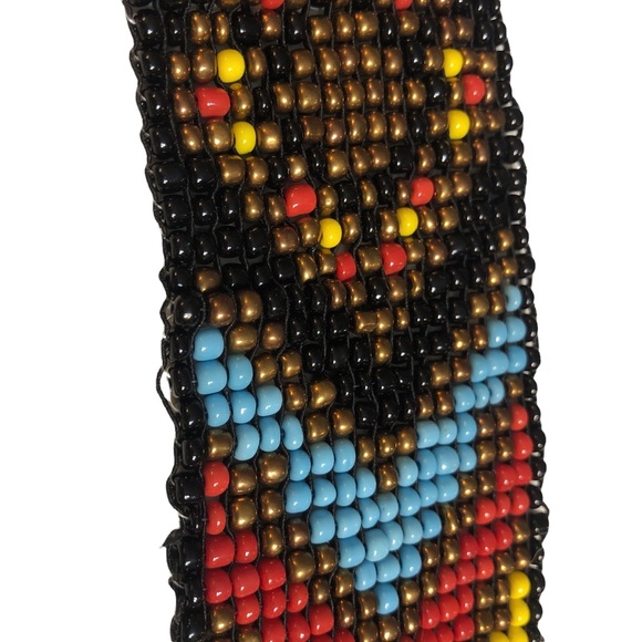 Beaded Belt, Southwestern, Carved Wood Buckle, Adjustable, Elastic, Stretchy - Picture 13 of 17